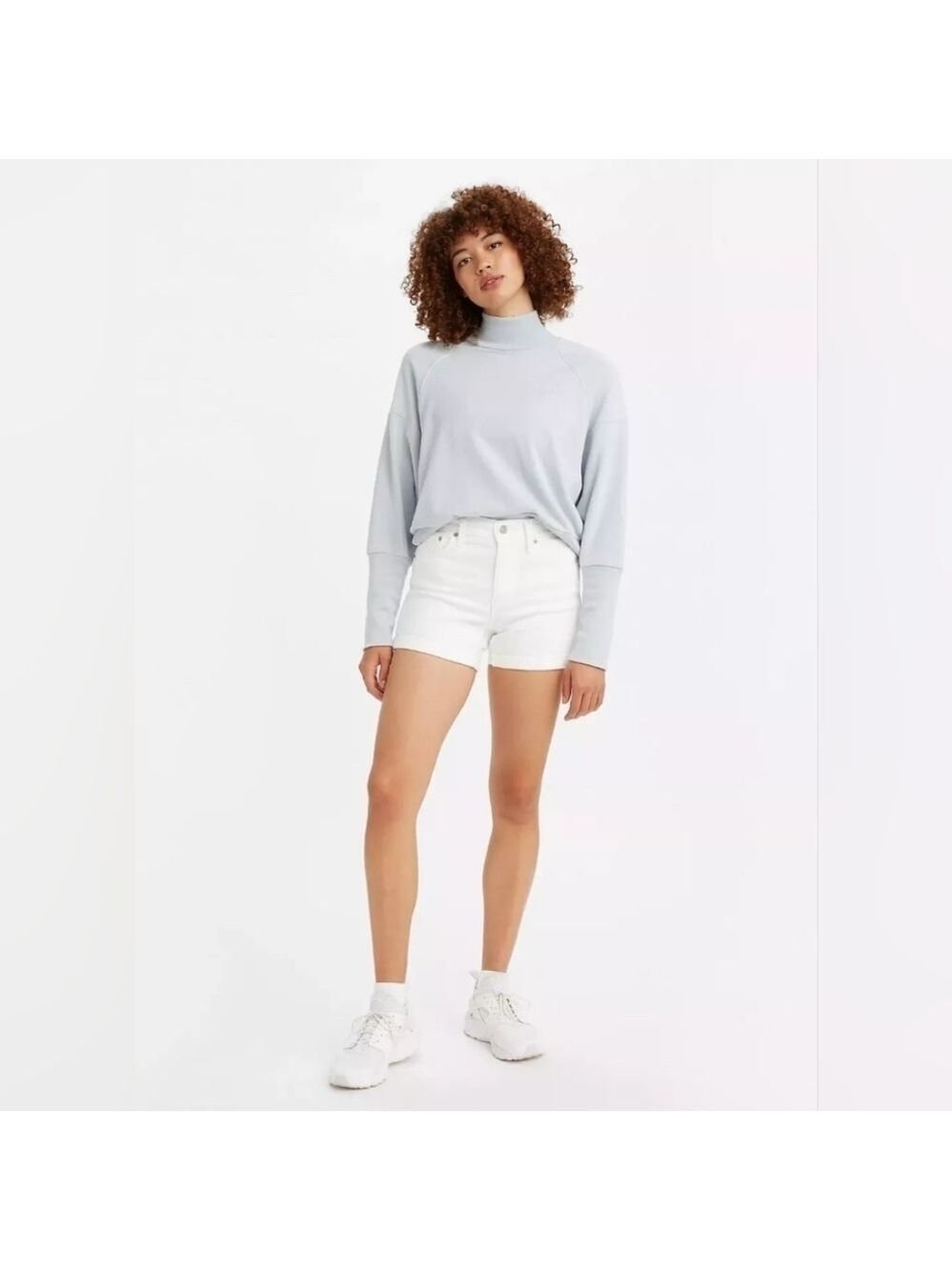 Levis White Jean Shorts Size 27 Womens Mid Rise Cuffed Denim Short Ladies